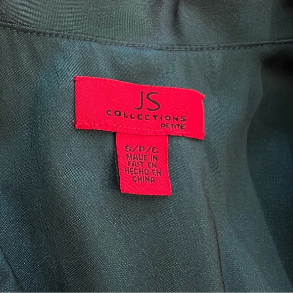 JS Collections Teal Satin Wrap Embellished Blouse (Sz S) - Picture 4 of 6